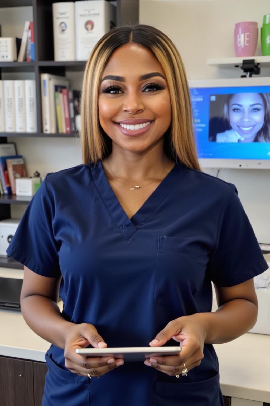 Angela Kenton, RN, in a professional nursing setting